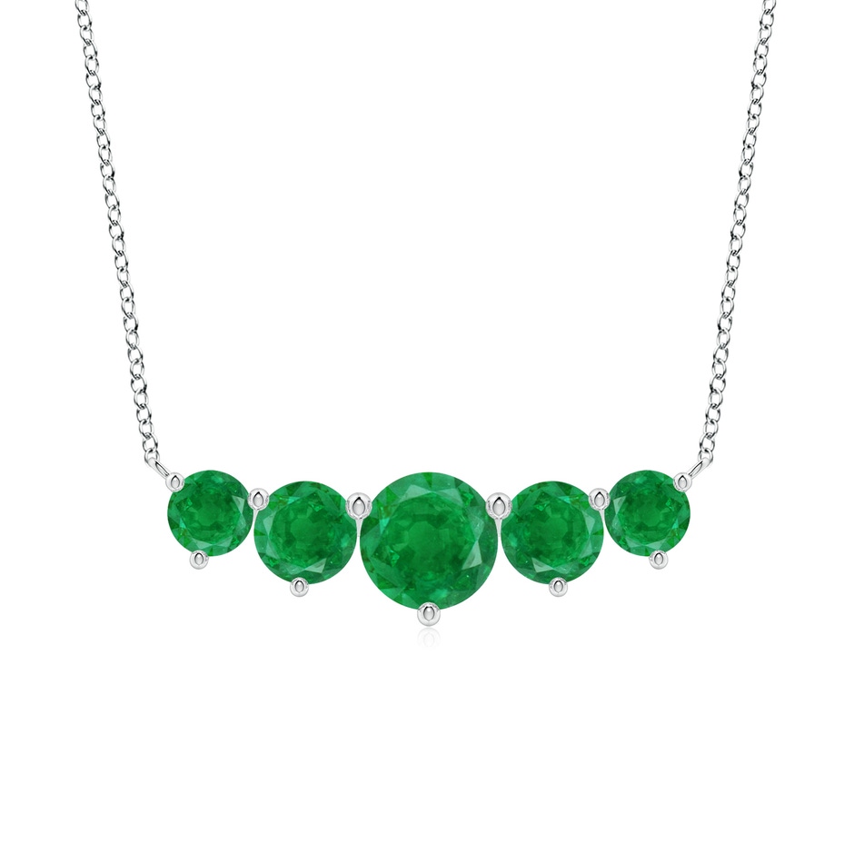 8mm AA Graduated Five Stone Round Emerald Necklace in White Gold 