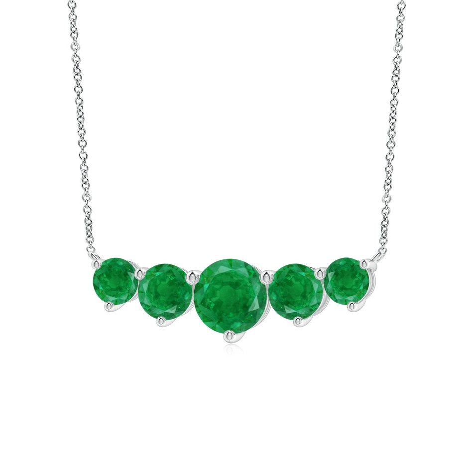 8mm AA Graduated Five Stone Round Emerald Necklace in White Gold side 199