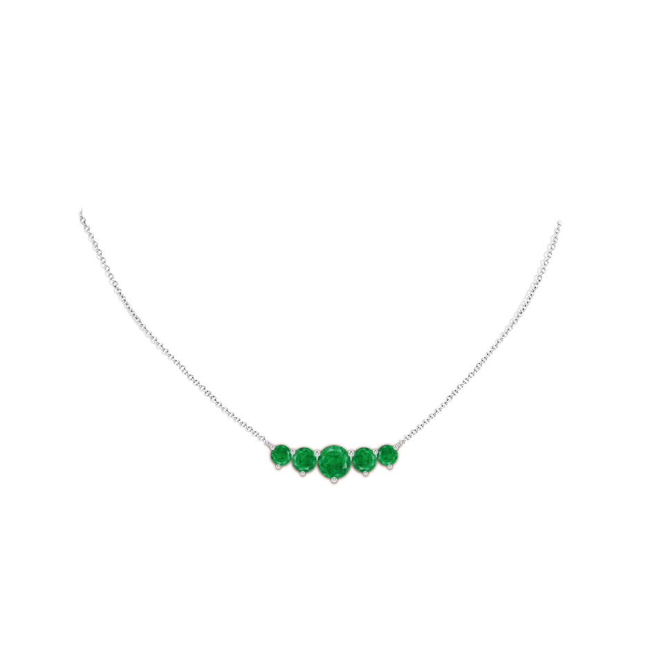 8mm AA Graduated Five Stone Round Emerald Necklace in White Gold pen