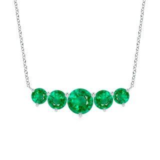 8mm AAA Graduated Five Stone Round Emerald Necklace in White Gold