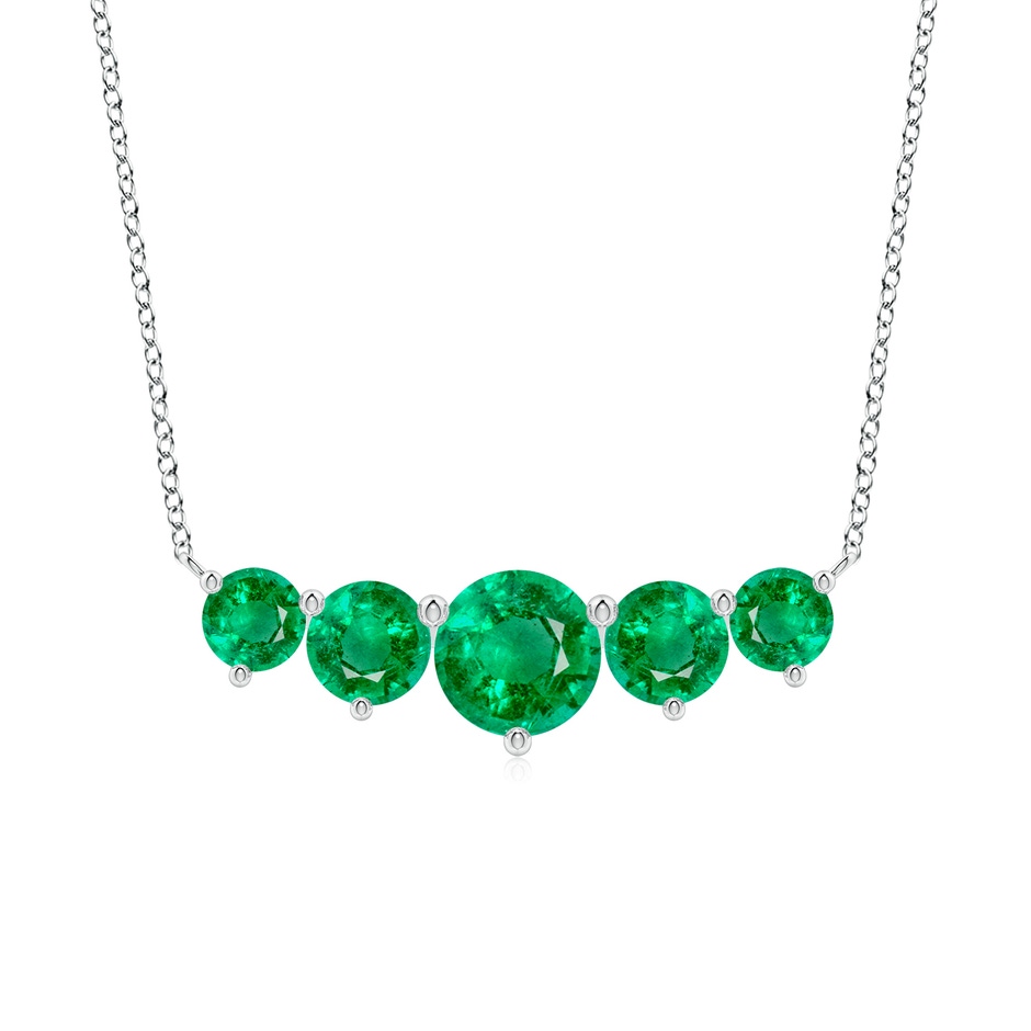 8mm AAA Graduated Five Stone Round Emerald Necklace in White Gold 