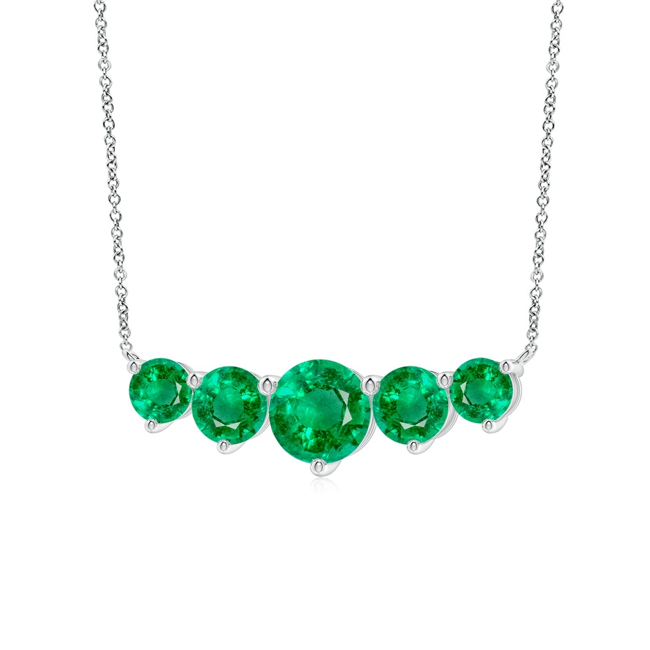 8mm AAA Graduated Five Stone Round Emerald Necklace in White Gold side 199