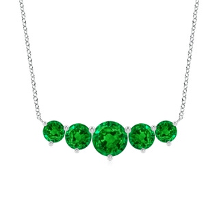 8mm AAAA Graduated Five Stone Round Emerald Necklace in P950 Platinum