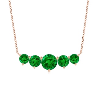 8mm AAAA Graduated Five Stone Round Emerald Necklace in Rose Gold