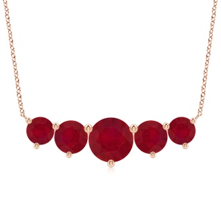 10mm AA Graduated Five Stone Round Ruby Necklace in Rose Gold