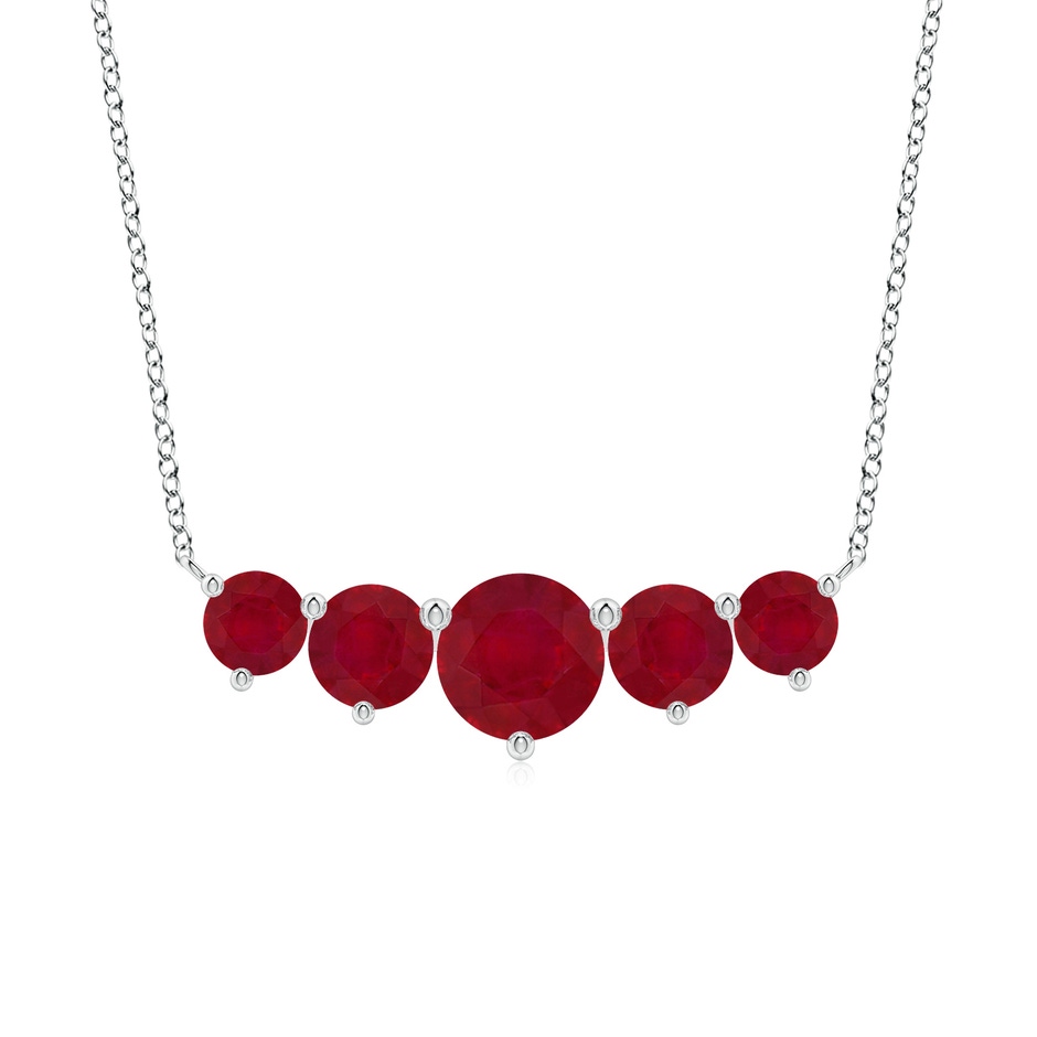 8mm AA Graduated Five Stone Round Ruby Necklace in White Gold 