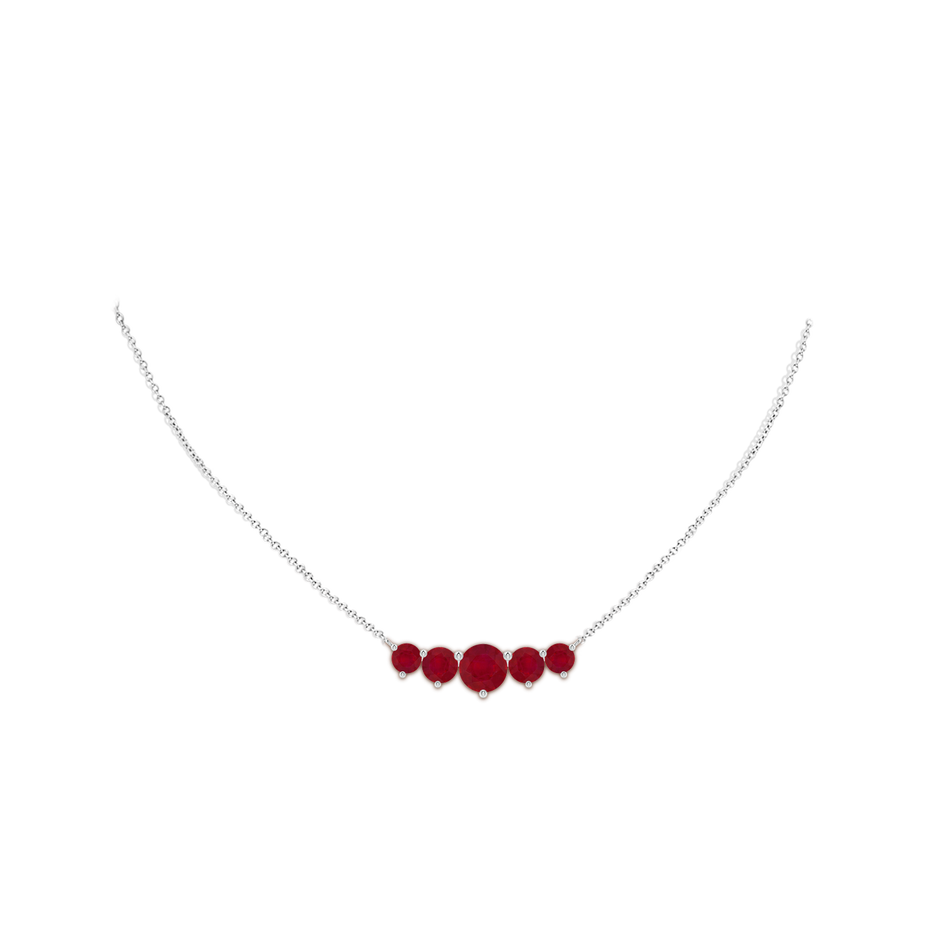 8mm AA Graduated Five Stone Round Ruby Necklace in White Gold pen