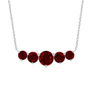 8mm AAAA Graduated Five Stone Round Ruby Necklace in P950 Platinum