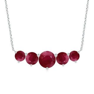 9mm A Graduated Five Stone Round Ruby Necklace in P950 Platinum