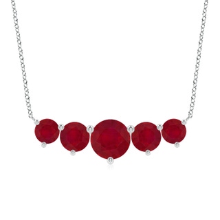 9mm AA Graduated Five Stone Round Ruby Necklace in P950 Platinum