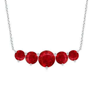 9mm AAA Graduated Five Stone Round Ruby Necklace in P950 Platinum