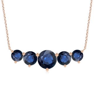 10mm AA Graduated Five Stone Round Blue Sapphire Necklace in 18K Rose Gold