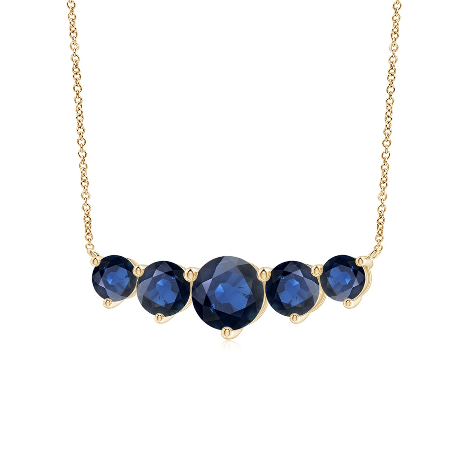 8mm AA Graduated Five Stone Round Blue Sapphire Necklace in Yellow Gold side 199