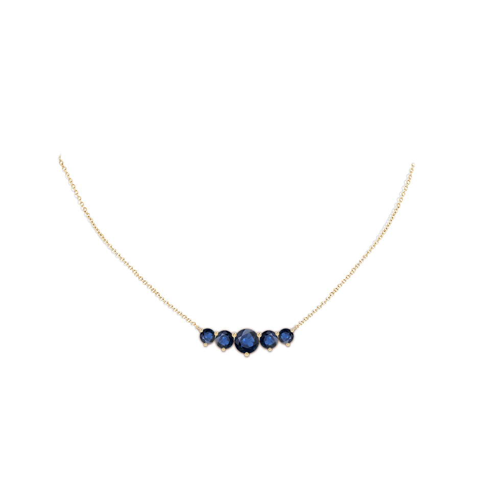 8mm AA Graduated Five Stone Round Blue Sapphire Necklace in Yellow Gold pen