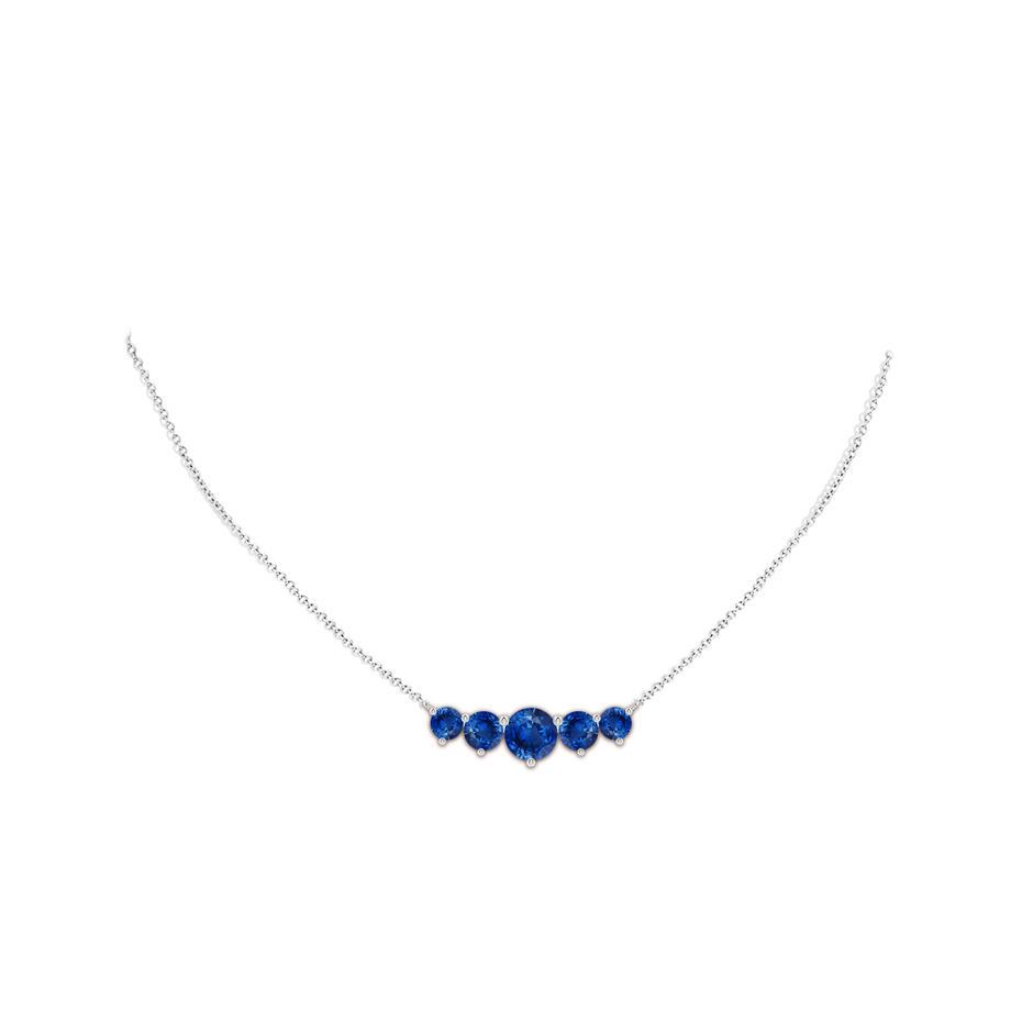 8mm AAA Graduated Five Stone Round Blue Sapphire Necklace in White Gold pen