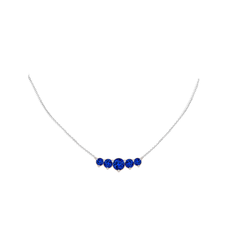 8mm Lab-Grown Graduated Five Stone Round Blue Sapphire Necklace in White Gold pen