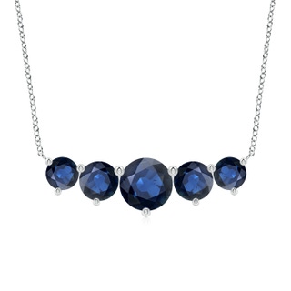 9mm AA Graduated Five Stone Round Blue Sapphire Necklace in P950 Platinum