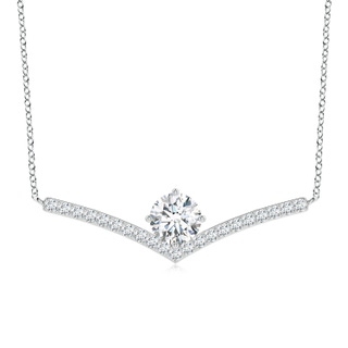 7.4mm GVS2 Round Diamond Chevron Necklace with Accents in P950 Platinum