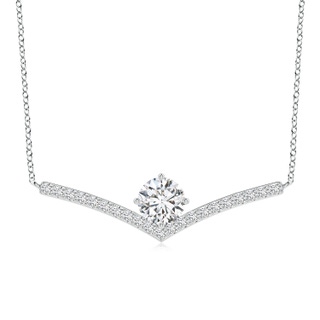 7.4mm HSI2 Round Diamond Chevron Necklace with Accents in P950 Platinum