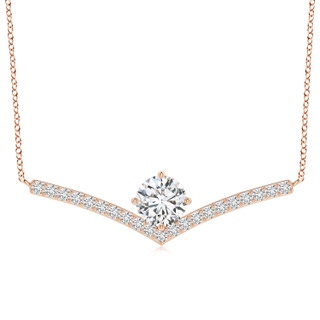 8mm HSI2 Round Diamond Chevron Necklace with Accents in Rose Gold