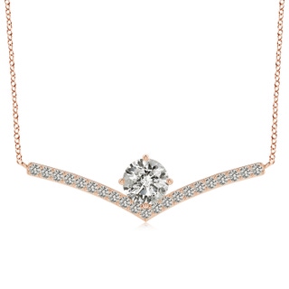 8mm KI3 Round Diamond Chevron Necklace with Accents in 10K Rose Gold