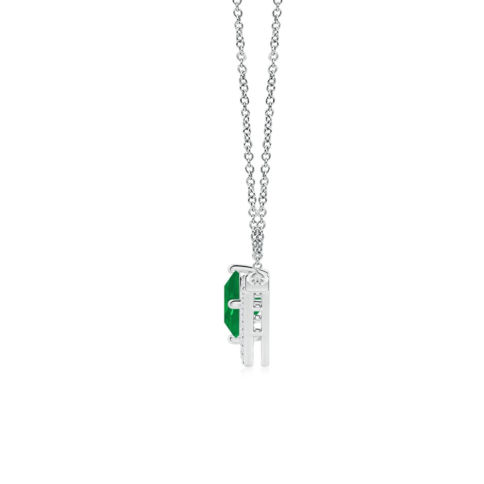 7mm AA Round Emerald Chevron Necklace with Diamond Accents in White Gold side 199