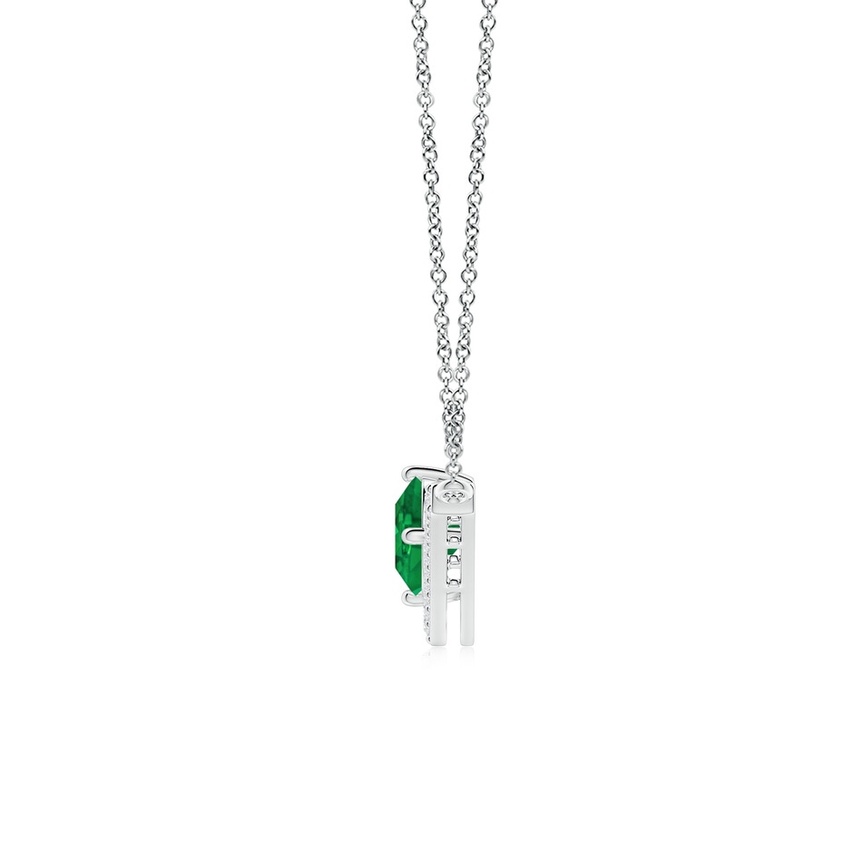 7mm AAA Round Emerald Chevron Necklace with Diamond Accents in White Gold side 199