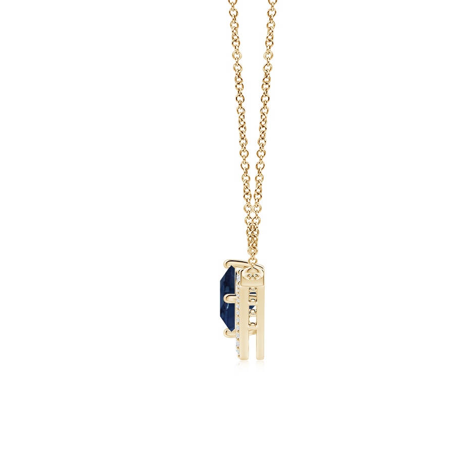 7mm AA Round Blue Sapphire Chevron Necklace with Diamond Accents in Yellow Gold side 199