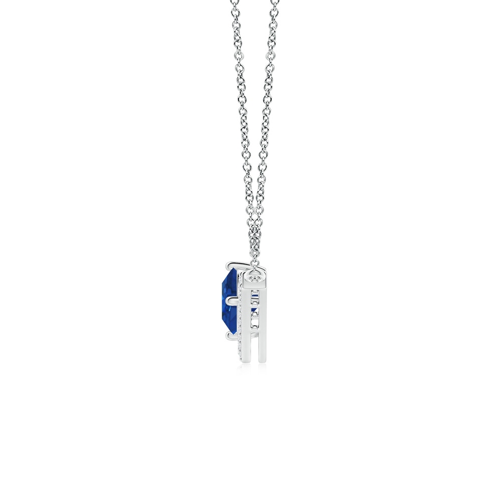 7mm AAA Round Blue Sapphire Chevron Necklace with Diamond Accents in White Gold side 199