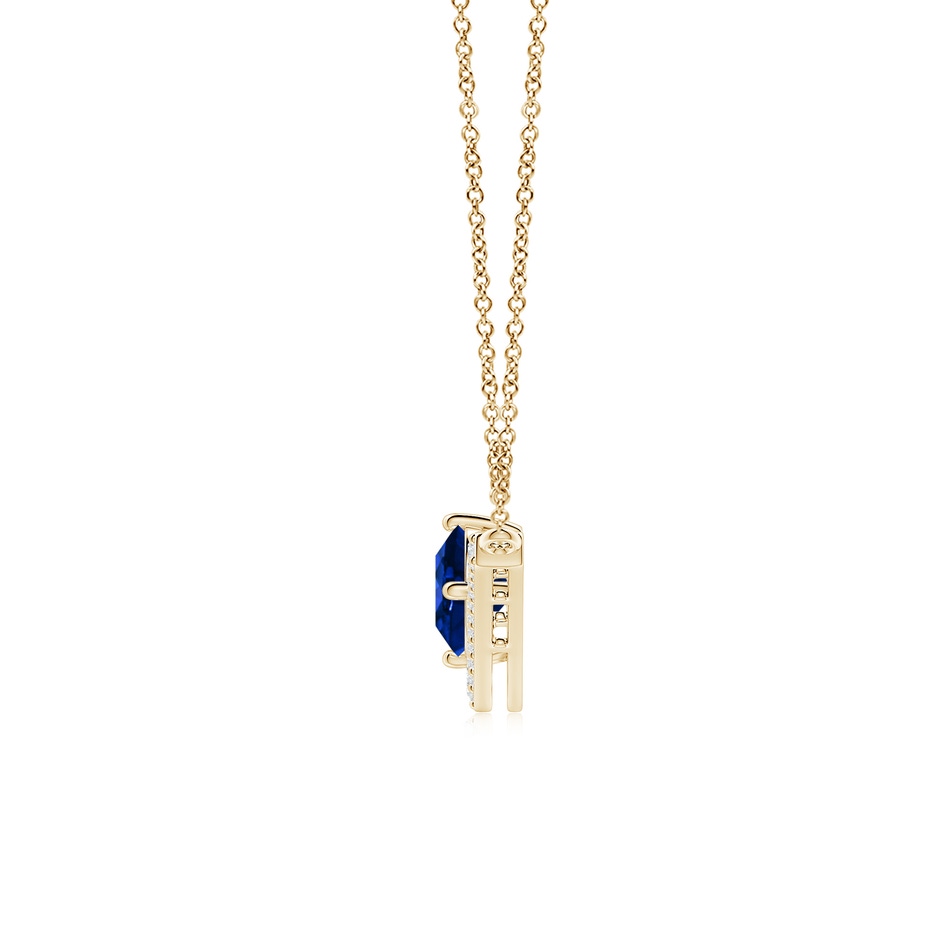 7mm Lab-Grown Round Blue Sapphire Chevron Necklace with Diamond Accents in Yellow Gold side 199