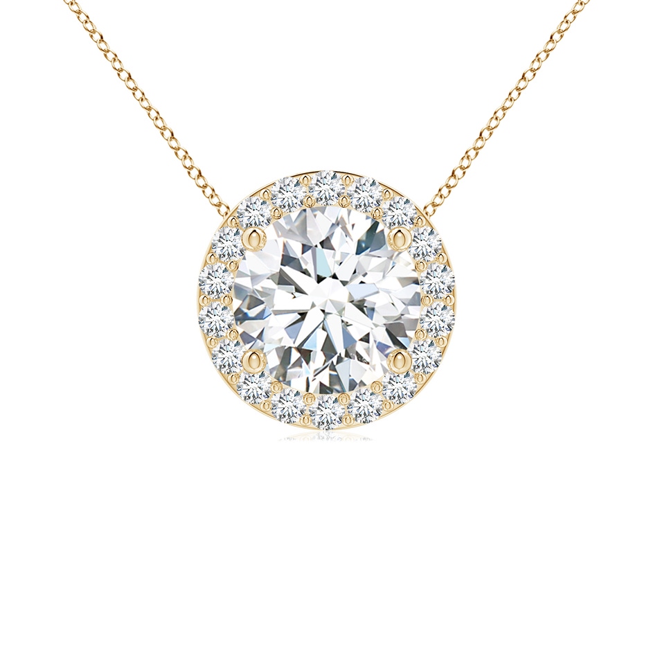 6.4mm GVS2 Vintage Inspired Round Diamond Halo Pendant in Yellow Gold 