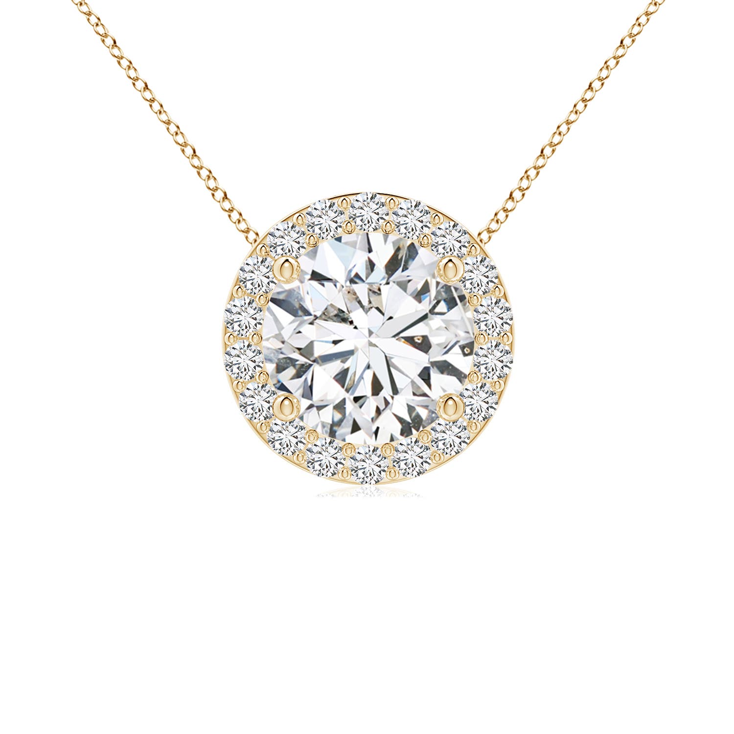 6.4mm HSI2 Vintage Inspired Round Diamond Halo Pendant in 18CT Yellow Gold