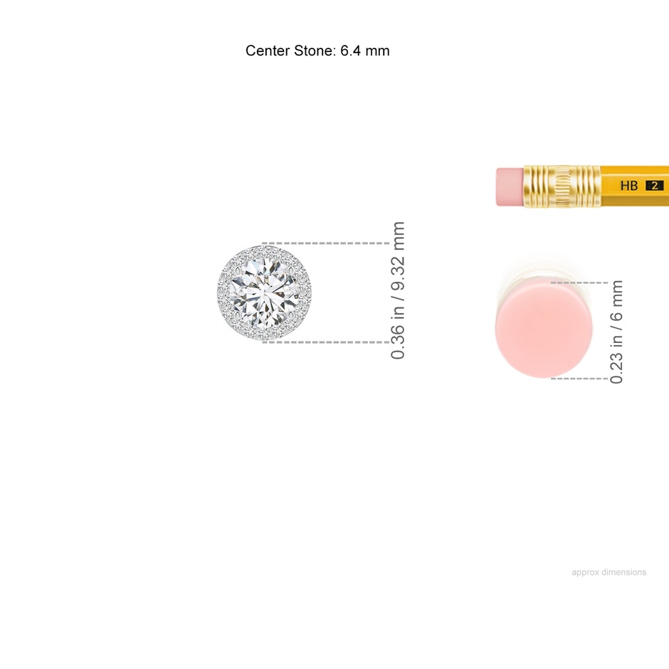 6.4mm HSI2 Vintage Inspired Round Diamond Halo Pendant in P950 Platinum ruler