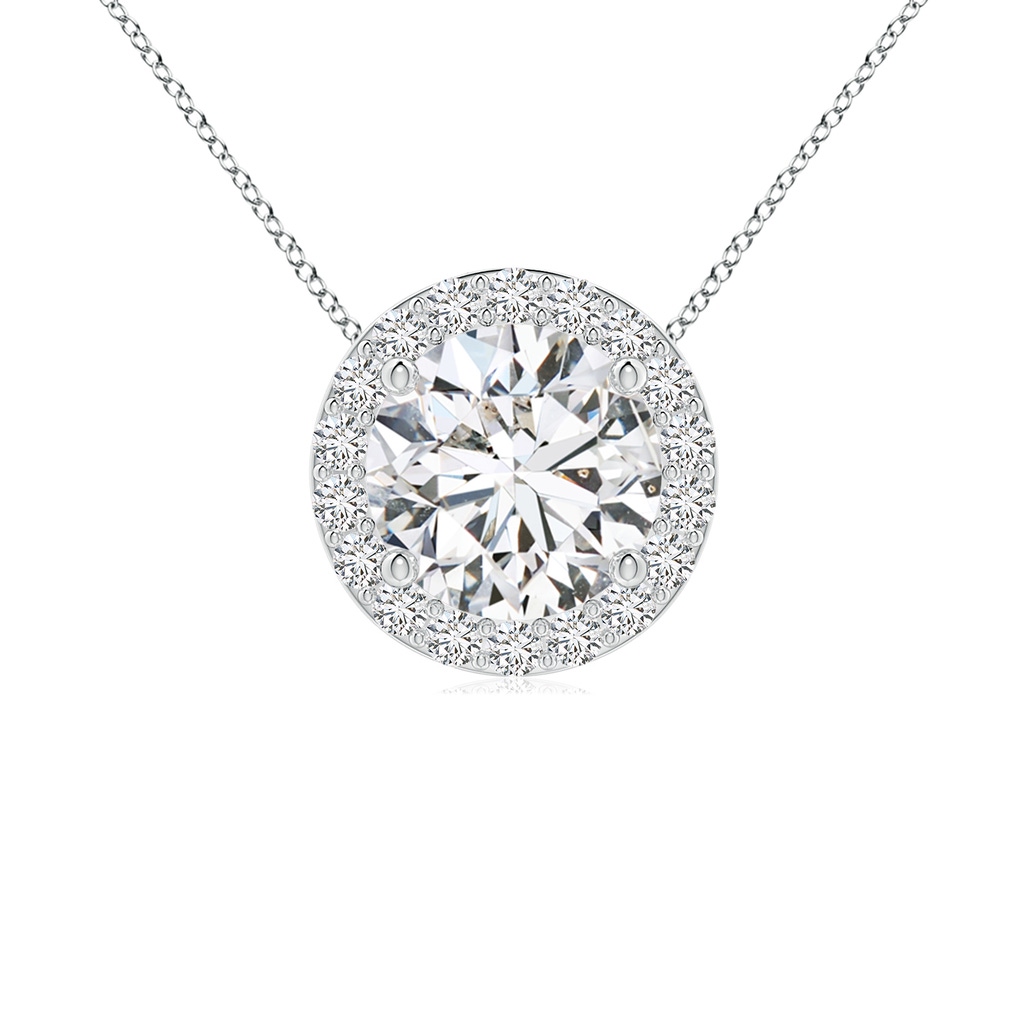 6.4mm HSI2 Vintage Inspired Round Diamond Halo Pendant in White Gold