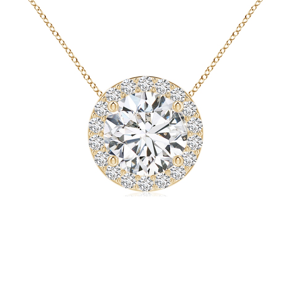 6.4mm HSI2 Vintage Inspired Round Diamond Halo Pendant in Yellow Gold 