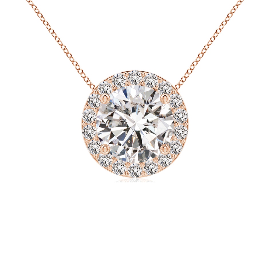 6.4mm IJI1I2 Vintage Inspired Round Diamond Halo Pendant in Rose Gold 