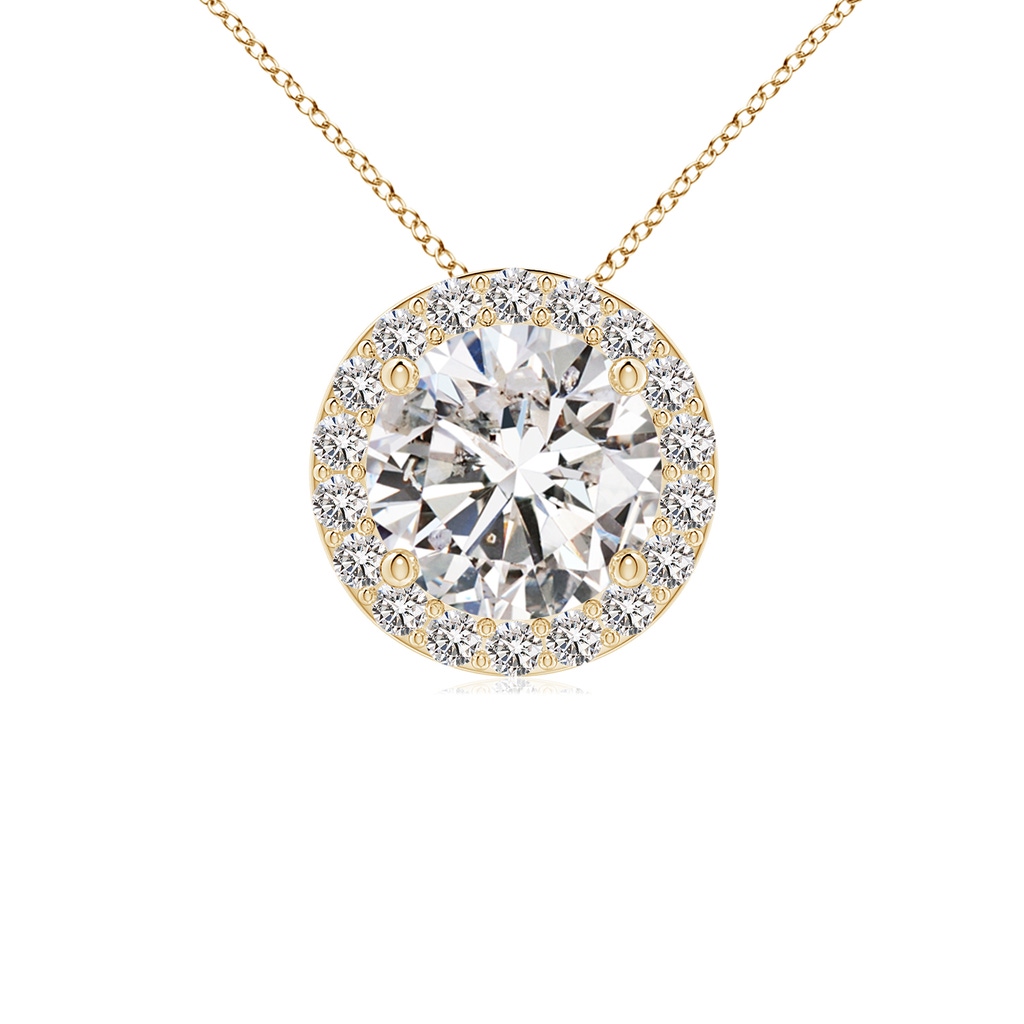 6.4mm IJI1I2 Vintage Inspired Round Diamond Halo Pendant in Yellow Gold