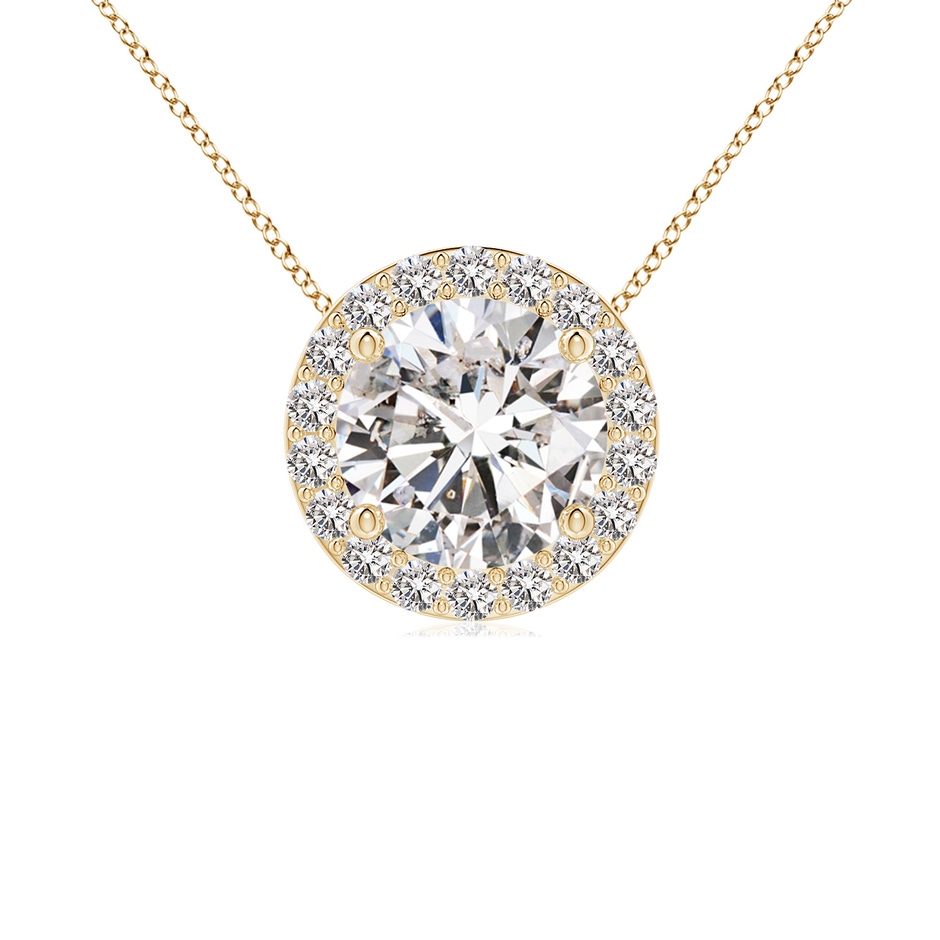 6.4mm IJI1I2 Vintage Inspired Round Diamond Halo Pendant in Yellow Gold 