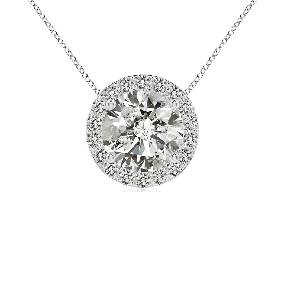 6.4mm KI3 Vintage Inspired Round Diamond Halo Pendant in White Gold 
