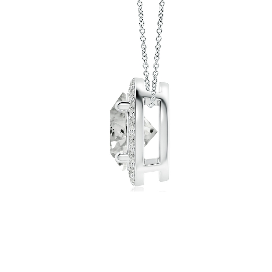 6.4mm KI3 Vintage Inspired Round Diamond Halo Pendant in White Gold side 199