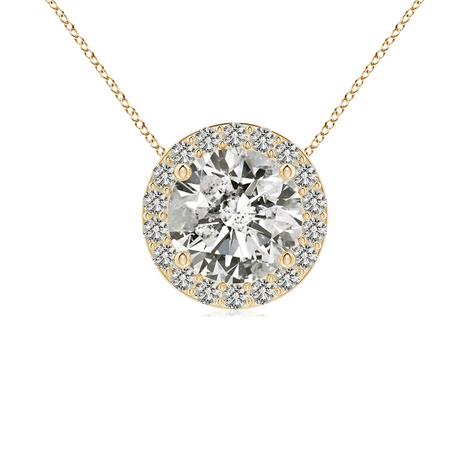 6.4mm KI3 Vintage Inspired Round Diamond Halo Pendant in Yellow Gold 