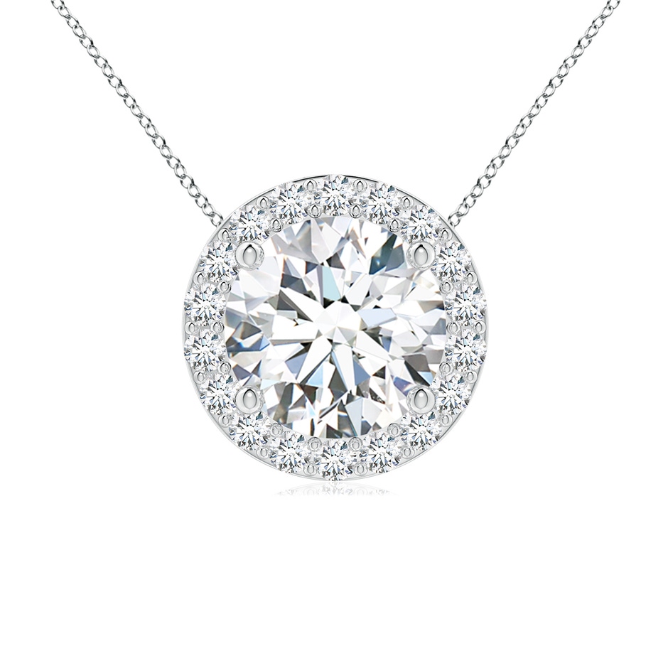 7.4mm GVS2 Vintage Inspired Round Diamond Halo Pendant in White Gold 