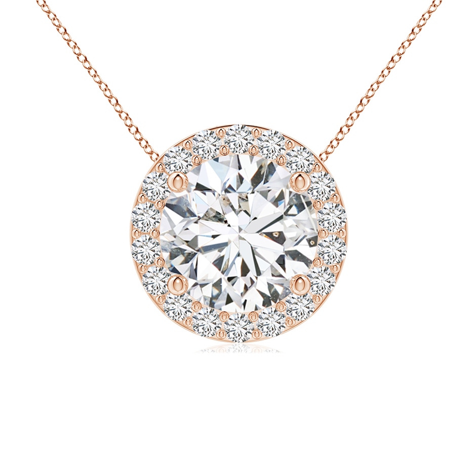 7.4mm HSI2 Vintage Inspired Round Diamond Halo Pendant in Rose Gold 