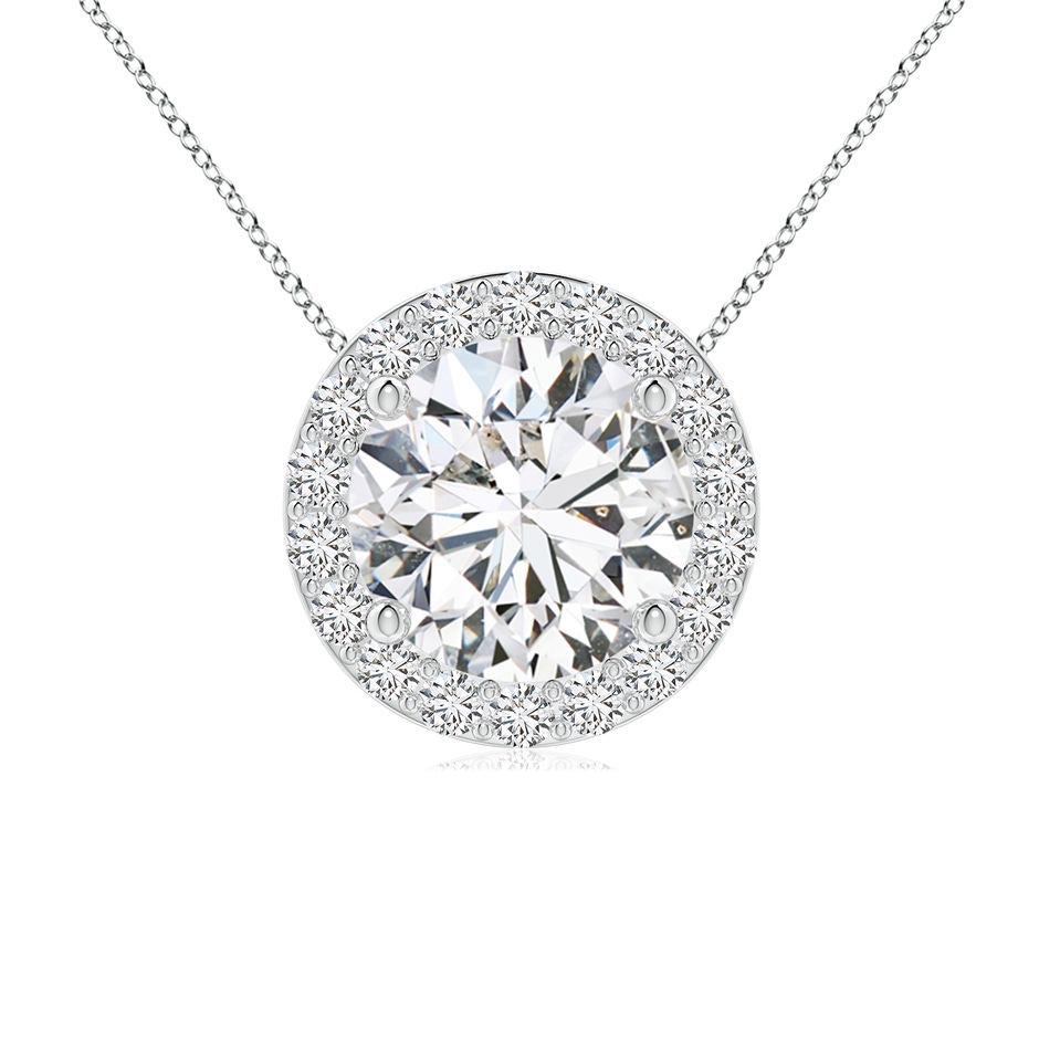 7.4mm HSI2 Vintage Inspired Round Diamond Halo Pendant in White Gold 