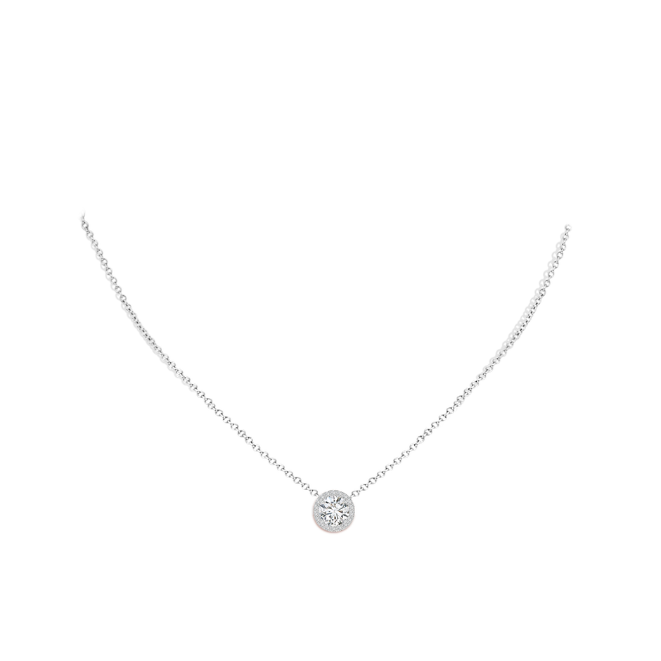 7.4mm HSI2 Vintage Inspired Round Diamond Halo Pendant in White Gold pen