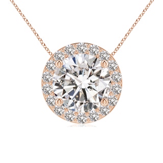 8mm IJI1I2 Vintage Inspired Round Diamond Halo Pendant in Rose Gold