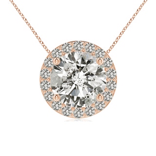 8mm KI3 Vintage Inspired Round Diamond Halo Pendant in Rose Gold