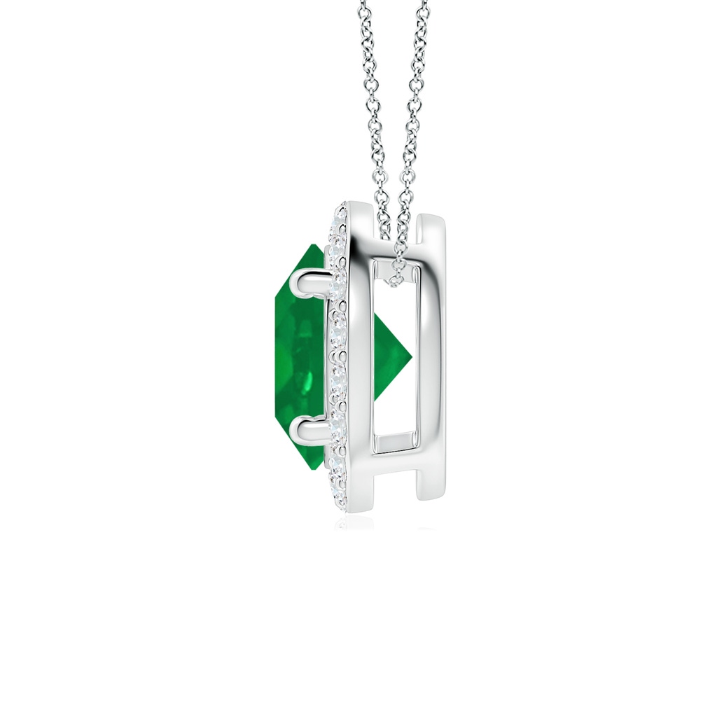 7mm AA Vintage Inspired Round Emerald Halo Pendant in White Gold Side 199