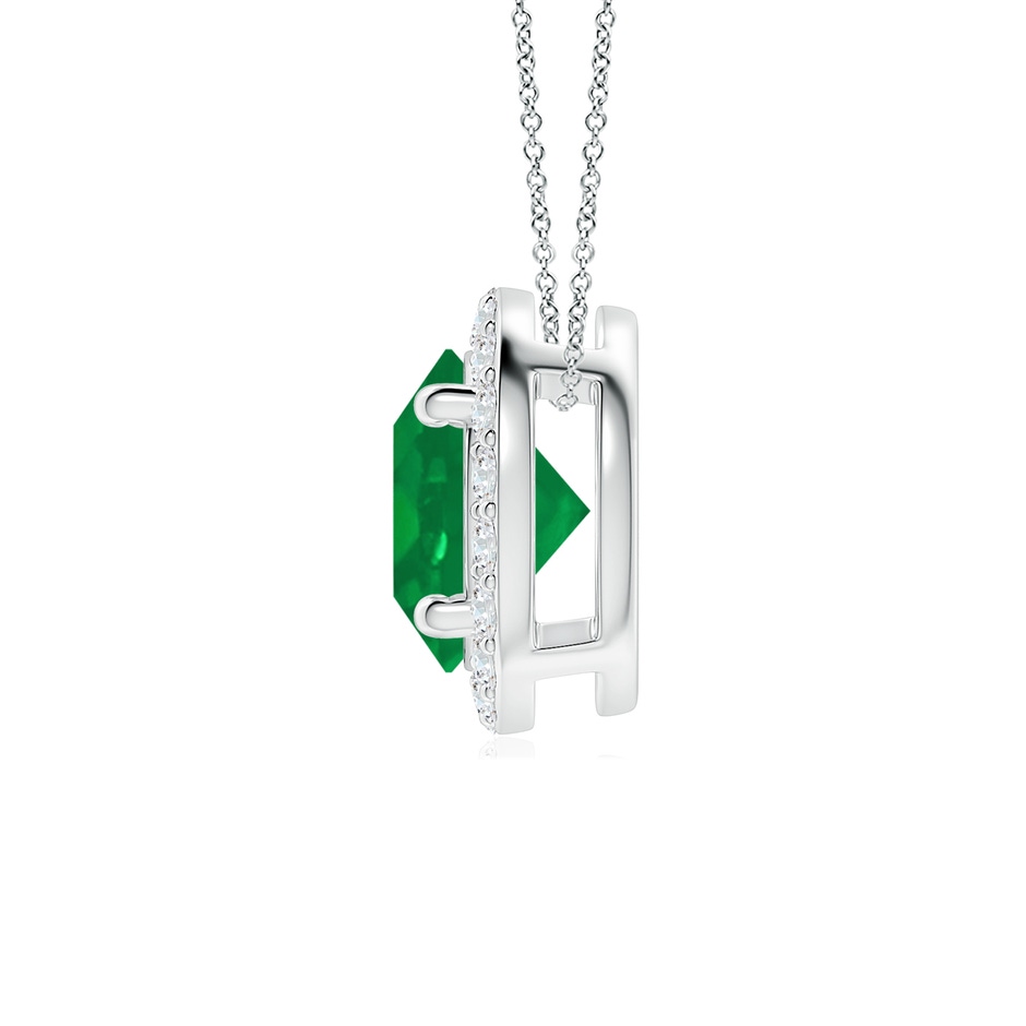 7mm AA Vintage Inspired Round Emerald Halo Pendant in White Gold side 199