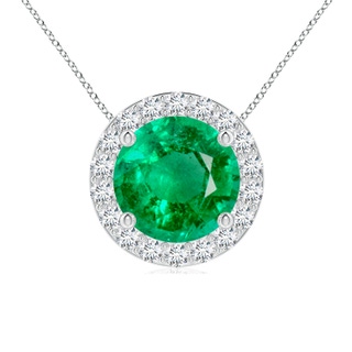 8mm AAA Vintage Inspired Round Emerald Halo Pendant in P950 Platinum